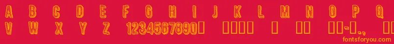 フォントCfengravedRegular – 赤い背景にオレンジの文字