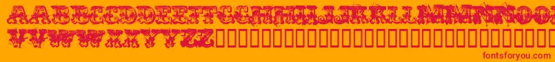 Immoral-Schriftart – Rote Schriften auf orangefarbenem Hintergrund
