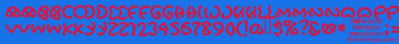 Prets Font – Red Fonts on Blue Background