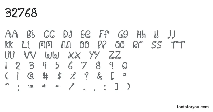 Czcionka 32768 – alfabet, cyfry, specjalne znaki