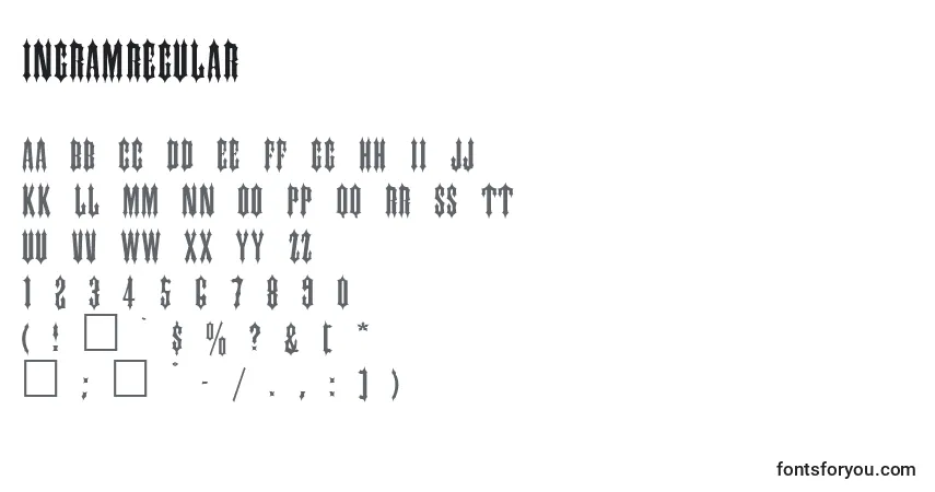 Czcionka IngramRegular – alfabet, cyfry, specjalne znaki