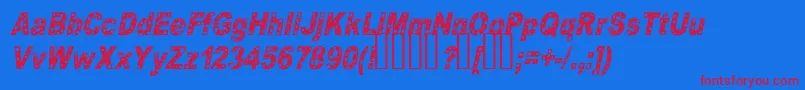 フォントHole2Cursive – 赤い文字の青い背景