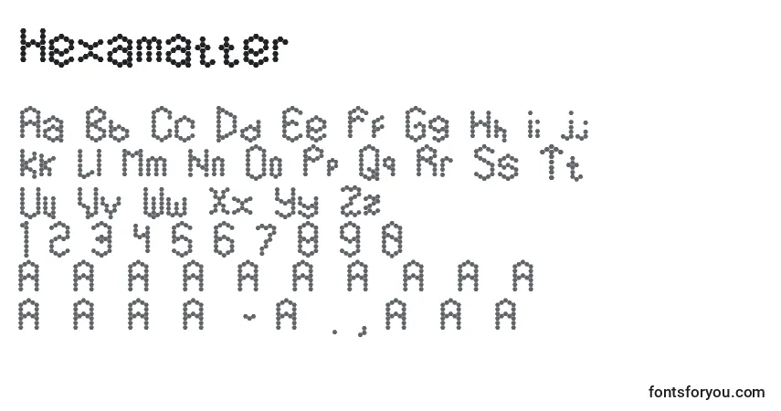 Schriftart Hexamatter – Alphabet, Zahlen, spezielle Symbole