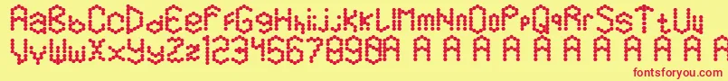 Hexamatter Font – Red Fonts on Yellow Background