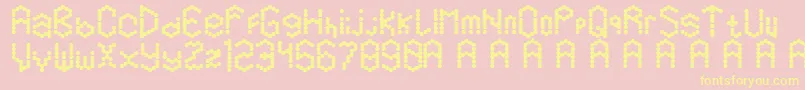 Hexamatter-Schriftart – Gelbe Schriften auf rosa Hintergrund