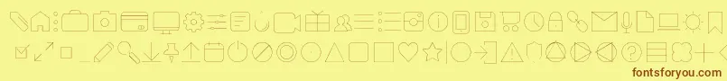 フォントAristaProIconsHairlineTrial – 茶色の文字が黄色の背景にあります。