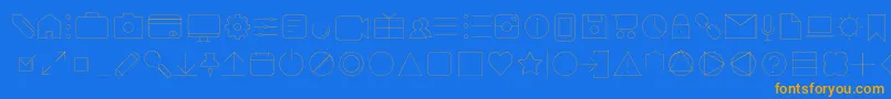 フォントAristaProIconsHairlineTrial – オレンジ色の文字が青い背景にあります。