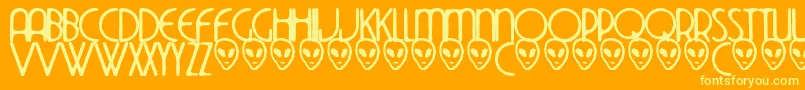 Weitere Informationen zur Thedekoside-Schriftart Thedekoside-Schriftart – Gelbe Schriften auf orangefarbenem Hintergrund