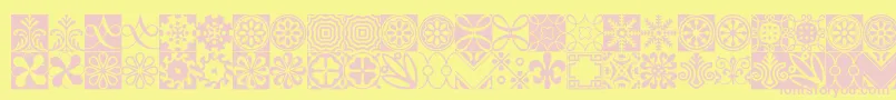 PrtLines1-fontti – vaaleanpunaiset fontit keltaisella taustalla