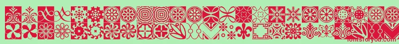 PrtLines1-fontti – punaiset fontit vihreällä taustalla