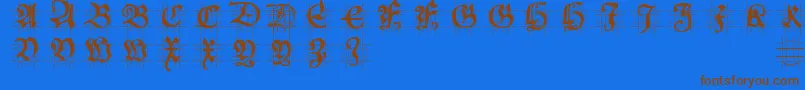 Weitere Informationen zur Hansschoenscapsingrid-Schriftart Hansschoenscapsingrid-Schriftart – Braune Schriften auf blauem Hintergrund