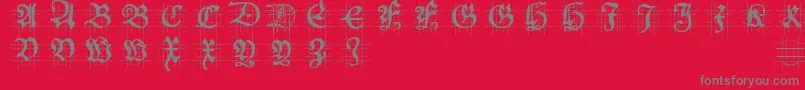 Hansschoenscapsingrid-Schriftart – Graue Schriften auf rotem Hintergrund
