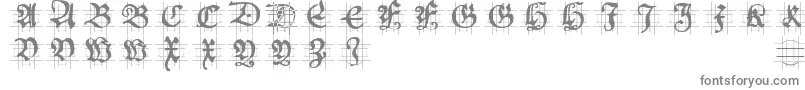 フォントHansschoenscapsingrid – 白い背景に灰色の文字