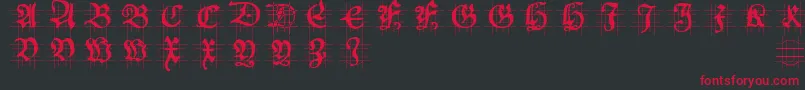 Hansschoenscapsingrid-Schriftart – Rote Schriften auf schwarzem Hintergrund