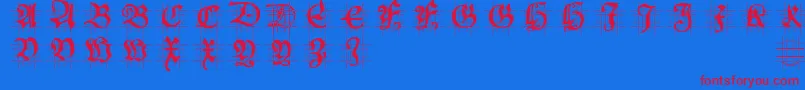 Weitere Informationen zur Hansschoenscapsingrid-Schriftart Hansschoenscapsingrid-Schriftart – Rote Schriften auf blauem Hintergrund