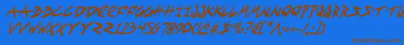 フォントFightkidci – 茶色の文字が青い背景にあります。