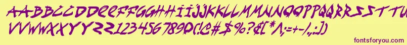 Fonte Fightkidci – fontes roxas em um fundo amarelo