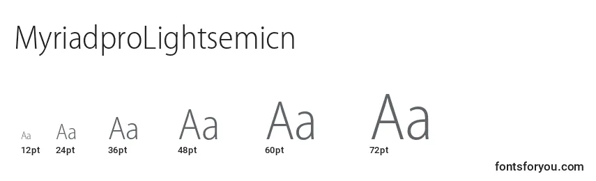 MyriadproLightsemicn Font Sizes