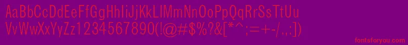 GrotesquemtstdLightcond-Schriftart – Rote Schriften auf violettem Hintergrund