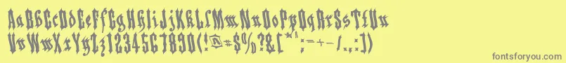 Applesauce04-fontti – harmaat kirjasimet keltaisella taustalla