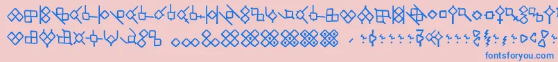 フォントHsrunesAlethic – ピンクの背景に青い文字