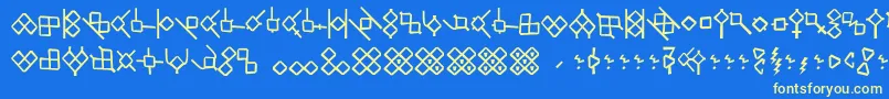 フォントHsrunesAlethic – 黄色の文字、青い背景