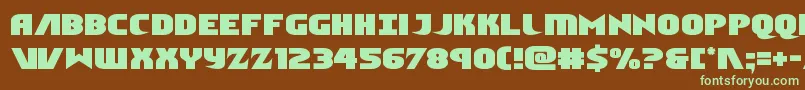 フォントNinjagarden – 緑色の文字が茶色の背景にあります。