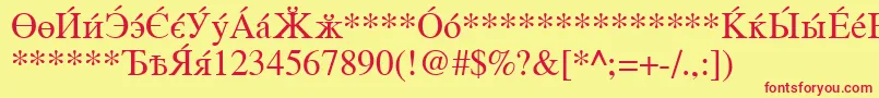 CyrillicserifRoman-fontti – punaiset fontit keltaisella taustalla