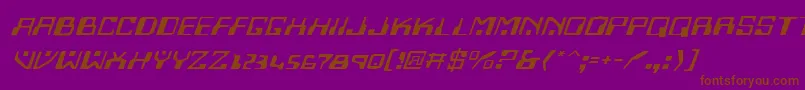 HomemadeRobotExpandedItalic-Schriftart – Braune Schriften auf violettem Hintergrund