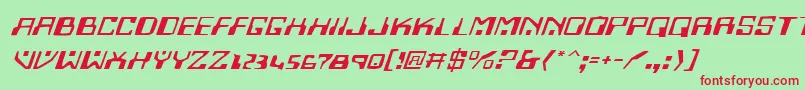 HomemadeRobotExpandedItalic-Schriftart – Rote Schriften auf grünem Hintergrund