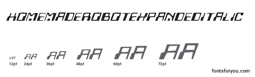 Размеры шрифта HomemadeRobotExpandedItalic