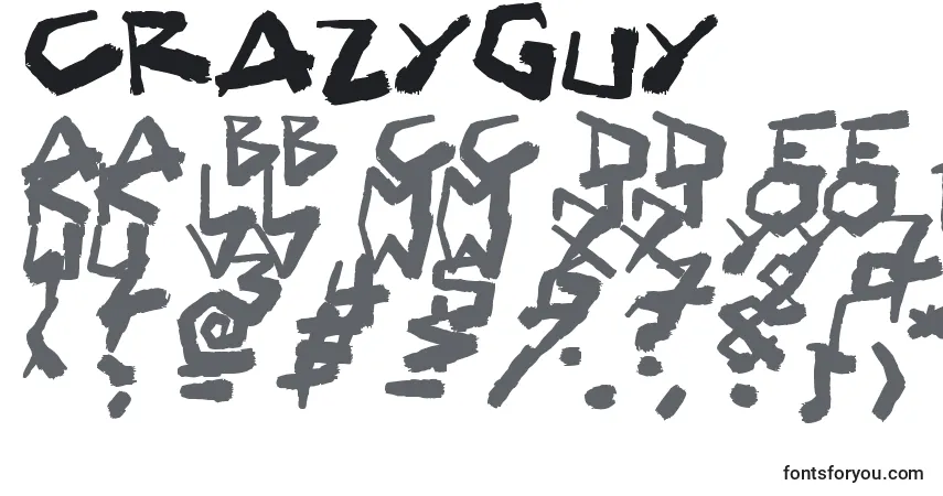 A fonte CrazyGuy – alfabeto, números, caracteres especiais