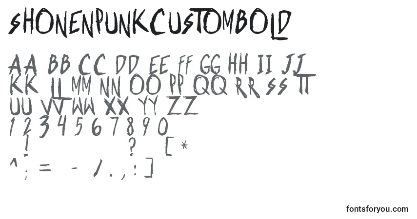 A fonte ShonenpunkCustomBold – alfabeto, números, caracteres especiais