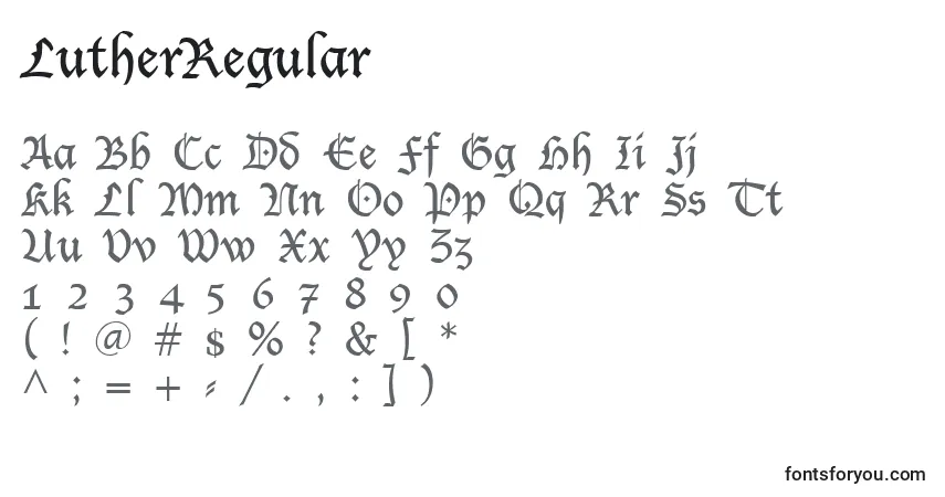 Schriftart LutherRegular – Alphabet, Zahlen, spezielle Symbole