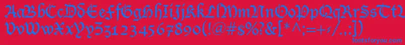 LutherRegular Font – Blue Fonts on Red Background