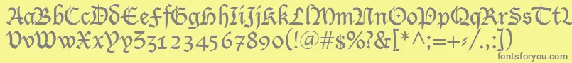 Fonte LutherRegular – fontes cinzas em um fundo amarelo