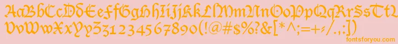 LutherRegular-Schriftart – Orangefarbene Schriften auf rosa Hintergrund