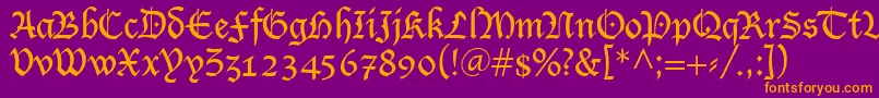 フォントLutherRegular – 紫色の背景にオレンジのフォント