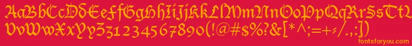 LutherRegular-Schriftart – Orangefarbene Schriften auf rotem Hintergrund