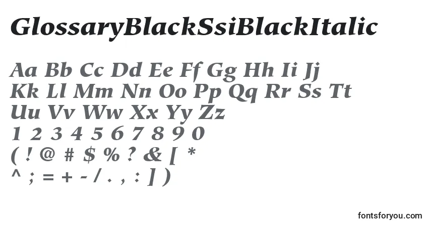 Шрифт GlossaryBlackSsiBlackItalic – алфавит, цифры, специальные символы
