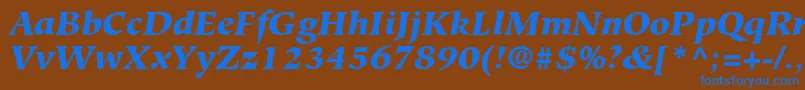 GlossaryBlackSsiBlackItalic-Schriftart – Blaue Schriften auf braunem Hintergrund