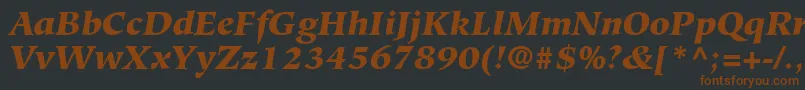 Fonte GlossaryBlackSsiBlackItalic – fontes marrons em um fundo preto