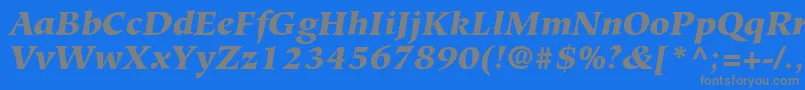 Czcionka GlossaryBlackSsiBlackItalic – szare czcionki na niebieskim tle