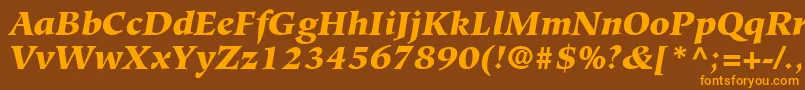 Fonte GlossaryBlackSsiBlackItalic – fontes laranjas em um fundo marrom