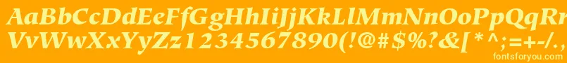 GlossaryBlackSsiBlackItalic-Schriftart – Gelbe Schriften auf orangefarbenem Hintergrund