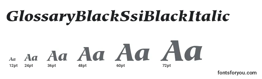 Размеры шрифта GlossaryBlackSsiBlackItalic