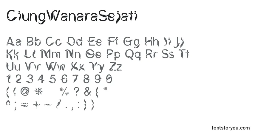 Czcionka CiungWanaraSejati – alfabet, cyfry, specjalne znaki