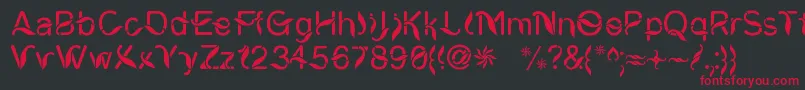 フォントCiungWanaraSejati – 黒い背景に赤い文字