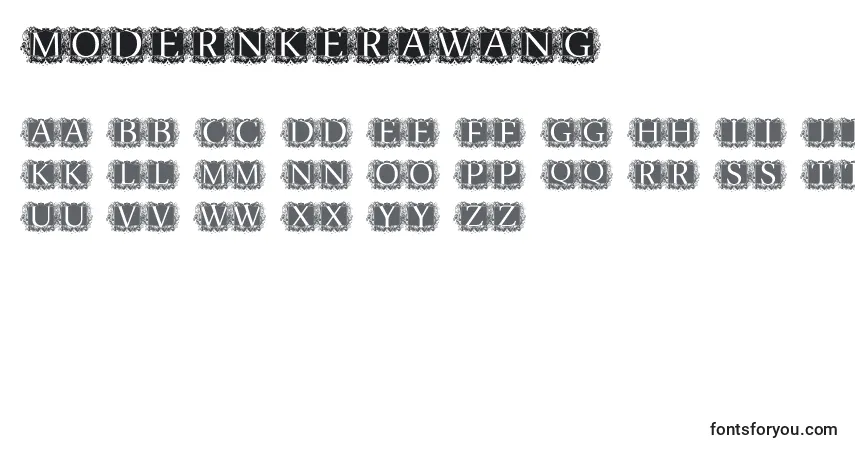 Schriftart ModernKerawang – Alphabet, Zahlen, spezielle Symbole