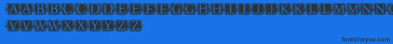 ModernKerawang Font – Black Fonts on Blue Background